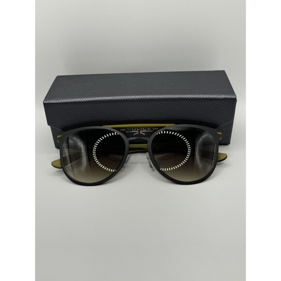 Police SPL491 Military Green/Black Round Designer Sunglasses NEW Retail $300+ - Picture 6 of 6